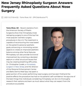 Toms River, New Jersey rhinoplasty surgeon Christopher Godek, MD answers frequently asked questions about nasal surgery.